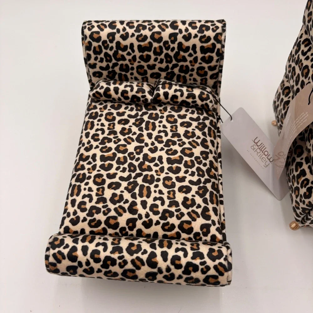 Willow & Riley Leopard Print Miniature Bed and Dresser Jewelry Box Set 2pc NEW